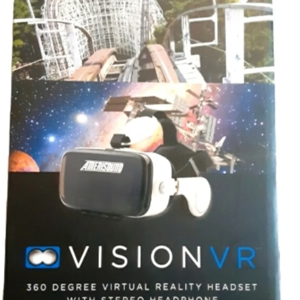 ❤Amerisound Vision VR 360 Degree Virtual Reality Headset w/ Stereo Headphone NEW